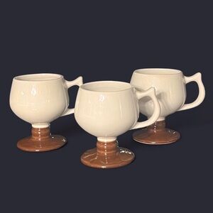 Set of 3 Vintage MCM Hall Pottery pedestal mugs model 2274